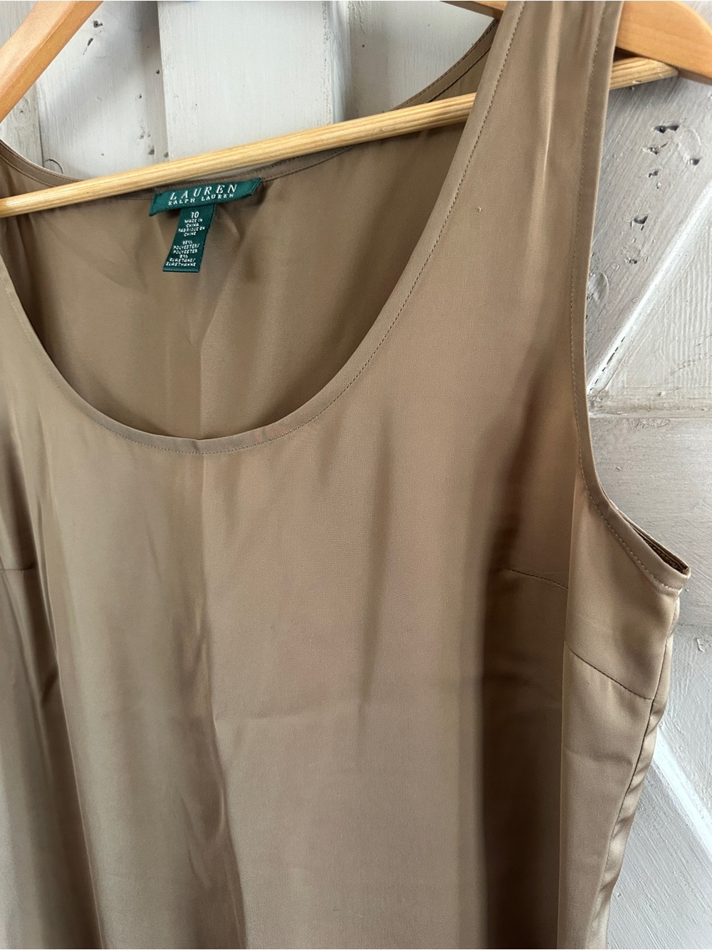 Lauren Ralph Lauren Taupe Sleeveless Tank Blouse Size 10 - Picture 3 of 5